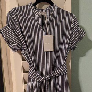 NWT Everlane Cotton Collarless Belted Shirtdress